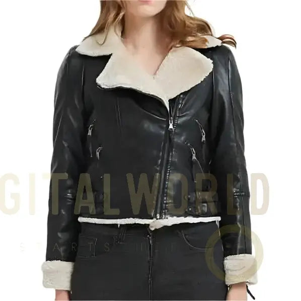 Women's Black B3 Shearling Bomber Jacket Riders Republic UK