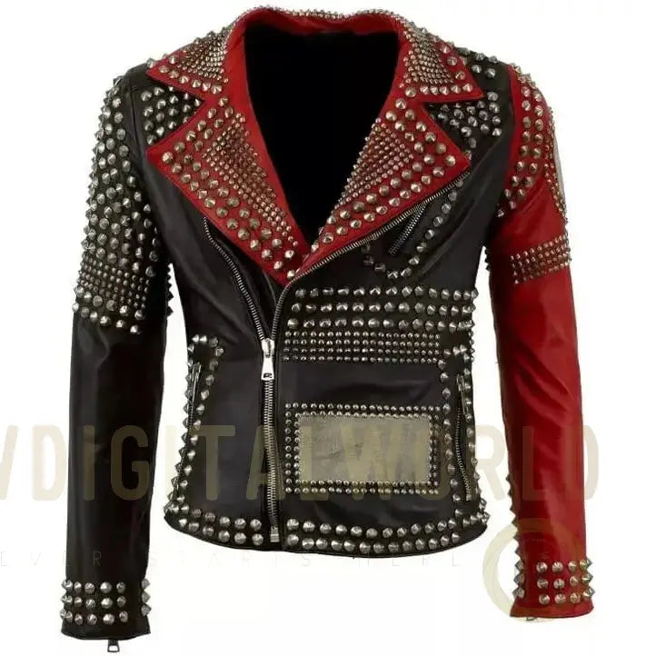 Women’s Elegant Gothic Studded Leather Biker Jacket Riders Republic UK