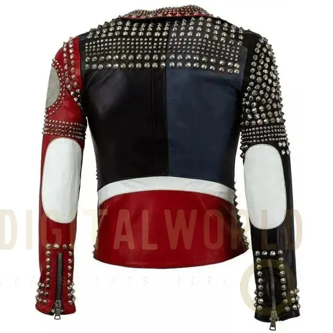Women’s Elegant Gothic Studded Leather Biker Jacket Riders Republic UK