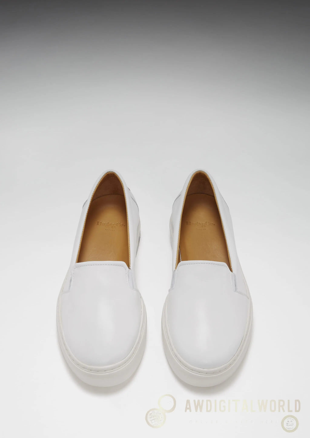 Women's Slip-On Sneakers, white leather Hugs & Co.