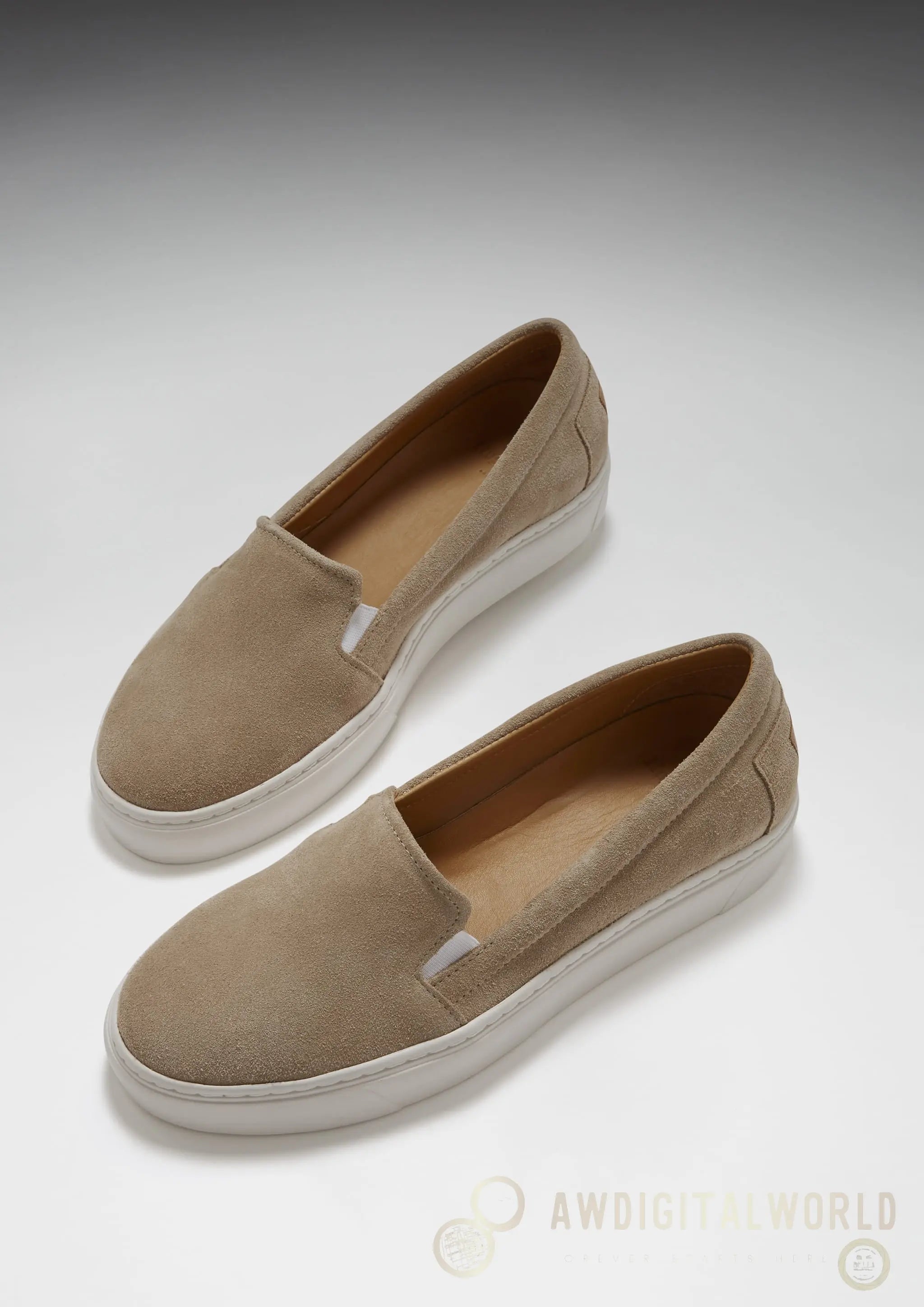 Women's Slip-On Sneakers, taupe suede Hugs & Co.